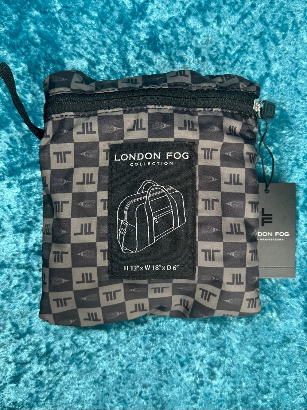 NWT London Fog Black Check Travel Duffle Bag